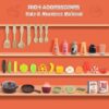 Play Kitchen Set for Kids, 2.1FT Tall Toy Play Kitchen w/ Realistic Lights Sounds Simulation Spray for Toddlers Girls Boys Gift 42Pcs - Small (Orange Red 18x8.6x24.8in)