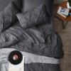 Dorm Bedding Twin Comforter Set - 5 Pieces Pintuck Bed in A Bag with Comforters, Sheets, Pillowcases & Shams