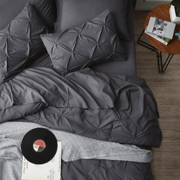 Dorm Bedding Twin Comforter Set - 5 Pieces Pintuck Bed in A Bag with Comforters, Sheets, Pillowcases & Shams