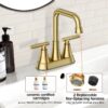 Bathroom Sink Faucet, 4 inch Matte Black Bathroom Faucets with Pop-up Drain and Supply Lines, Stainless Steel 2-Handle Centerset Faucet for Bathroom Faucet 3 Hole
