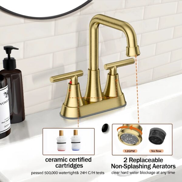 Bathroom Sink Faucet, 4 inch Matte Black Bathroom Faucets with Pop-up Drain and Supply Lines, Stainless Steel 2-Handle Centerset Faucet for Bathroom Faucet 3 Hole