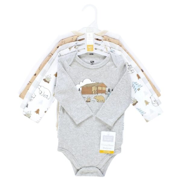 Cotton Long-Sleeve Bodysuits, 5-Pack, Newborn- 24 Months