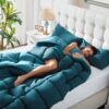 3 Pieces Bed in a Bag Comforter Set Duvet Insert,Reversible,Red/Black,Full Size Comforter Set-200GSM