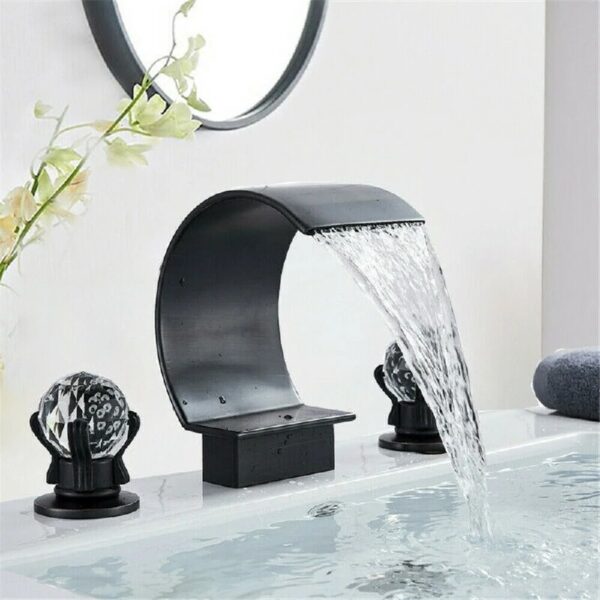 Widespread Bathroom Basin Faucet Crystal Handle Sink Mixer Tap Chrome Finish