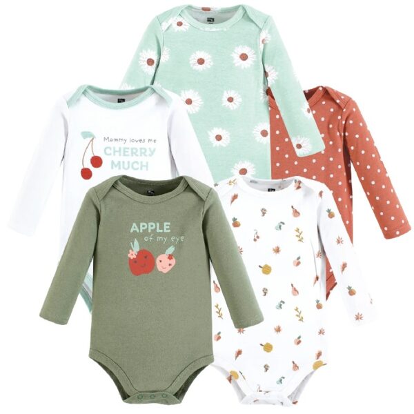 Cotton Long-Sleeve Bodysuits, 5-Pack, Newborn- 24 Months