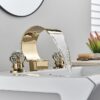 Widespread Bathroom Basin Faucet Crystal Handle Sink Mixer Tap Chrome Finish