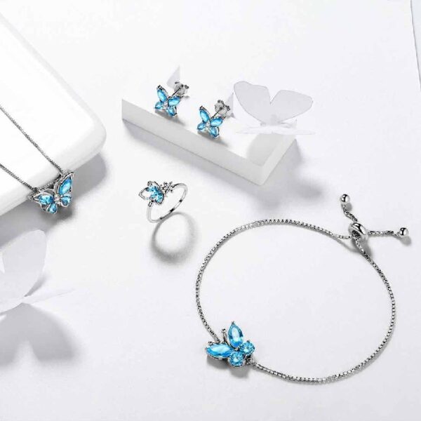 Purple Butterfly Jewelry Amethyst February Birthstone Jewelry Set Fine Necklace/Earrings 925 Sterling Silver Women Birthday Mother's Day Gifts