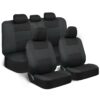 PolyPro Car Seat Covers Full Set in Charcoal on Black – Front and Rear Split Bench for Cars, Easy to Install Cover Set, Accessories Auto Trucks Van SUV
