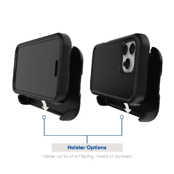 Rugged Phone Case with Holster for iPhone 16 Pro Max - Black