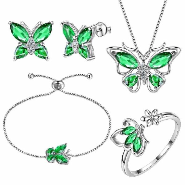 Purple Butterfly Jewelry Amethyst February Birthstone Jewelry Set Fine Necklace/Earrings 925 Sterling Silver Women Birthday Mother's Day Gifts