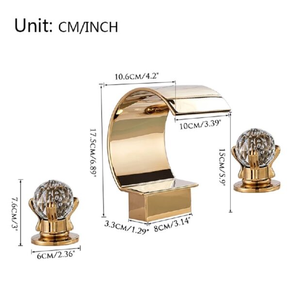 Widespread Bathroom Basin Faucet Crystal Handle Sink Mixer Tap Chrome Finish