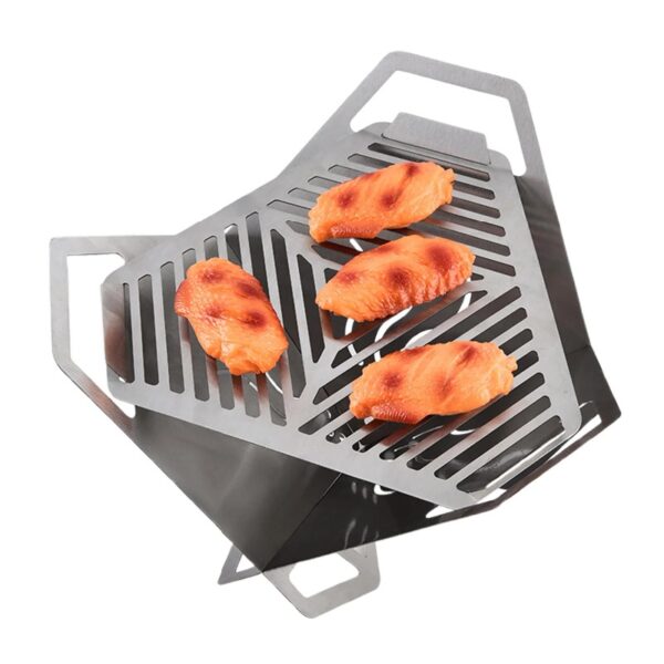Portable Stainless Steel Card Stove for Camping, Picnics & Beach Parties - Foldable BBQ Grill with Precise Airflow Control, Tool-Free Assembly, Compact Travel Design