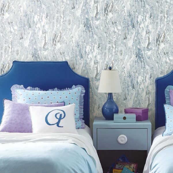 Blue Satellite Seas Peel and Stick Wallpaper, 20.5 in x 18 feet