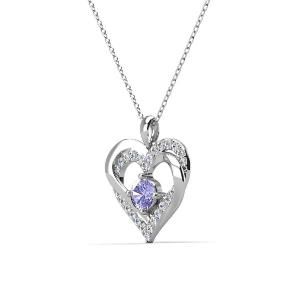 Forever March Birthstone 18k White Gold Plated Women's Necklace, Swarovski Crystals