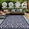 6'x 9' Outdoor Rug Plastic Waterproof Outside Foldable Mat UV Resistant Patio RV Deck Carpet,Black Brown