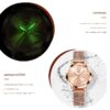 Women Watch Fashion Rose Gold Diamond Analog Quartz Female Watch for Women Luxury Dress Ladies Stainless Steel Luminous Waterproof Date Wrist Watches Green Dial