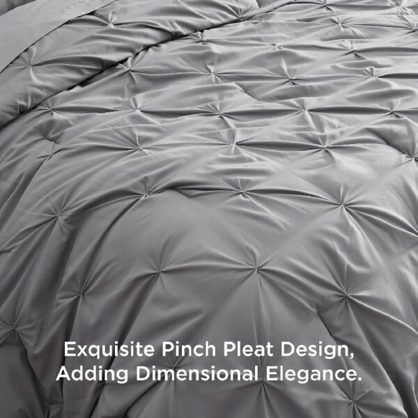 Dorm Bedding Twin Comforter Set - 5 Pieces Pintuck Bed in A Bag with Comforters, Sheets, Pillowcases & Shams