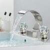 Widespread Bathroom Basin Faucet Crystal Handle Sink Mixer Tap Chrome Finish