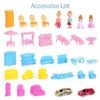 DollHouse with Colorful Light, Pretend Play Toddler Doll House Furniture Sets with 3 Dolls, 9 Rooms DIY , Creative Gift for Girls
