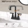 Bathroom Sink Faucet, 4 inch Matte Black Bathroom Faucets with Pop-up Drain and Supply Lines, Stainless Steel 2-Handle Centerset Faucet for Bathroom Faucet 3 Hole