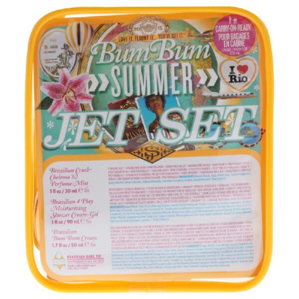 Bum Bum Jet Set , 3 Pc 1oz Brazilian Crush Cheirosa 62 Perfume Mist, 1.5oz Brazilian Bum Bum Cream, 3oz Brazilian 4 Play Moisturizing Shower Cream-Gel