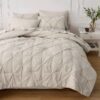 Dorm Bedding Twin Comforter Set - 5 Pieces Pintuck Bed in A Bag with Comforters, Sheets, Pillowcases & Shams