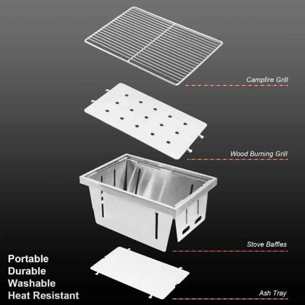 Stainless Steel Folding Grill, Outdoor BBQ Grill for Camping, Beach Barbecue, Picnics and Beach Party