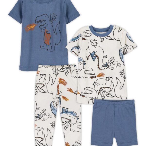 Baby & Toddler Boys 4Pc Short Sleeve Snug Fit Sleepwear, Size 9 Months-5T
