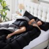 3 Pieces Bed in a Bag Comforter Set Duvet Insert,Reversible,Red/Black,Full Size Comforter Set-200GSM