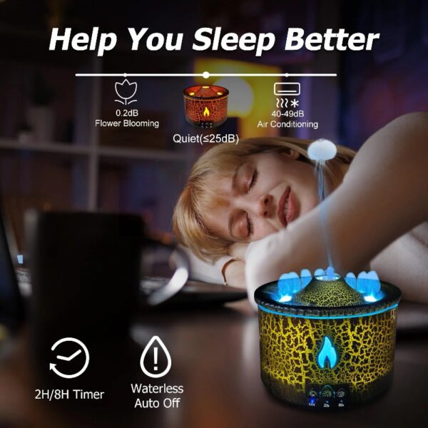 300ml Cool Mist Volcano Humidifier, Essential Oil Diffuser Clearance with Remote and 2-Color Light