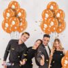 PMU Graduation Balloons 11 Inch PartyTex Premium Emerald Green with All-Over Print White Grad Caps-Confetti and Streamers Pkg/100