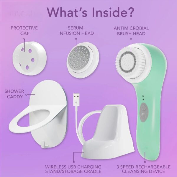 NOVA: Sonic Facial Cleansing, Exfoliating, Serum Infuser Device with Antimicrobial Brush Bristles