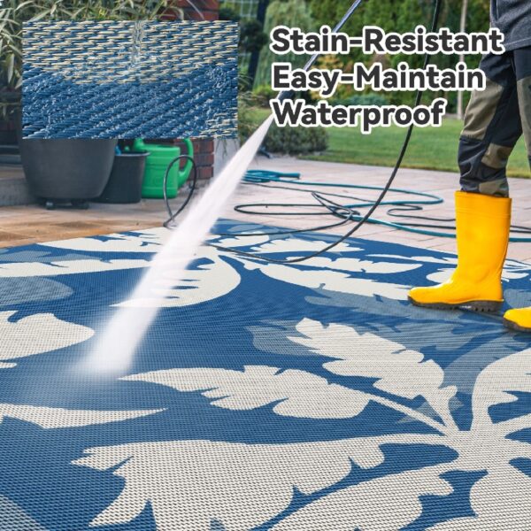 Outdoor Rug Carpet 5'x8' Waterproof Reversible Patio Rug Portable Indoor Outdoor Rug Plastic Straw Rug for Beach RV Camping Garden Picnic Deck Backyard Porch Decor Black