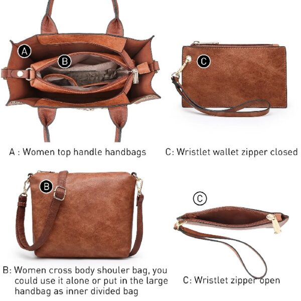 0c80d262079d47b8a5cbb32d017831ca Women's 3Pcs Purse Handbag Shoulder Bag Tote Satchel Hobo Bag Briefcase Work Bag for Ladies