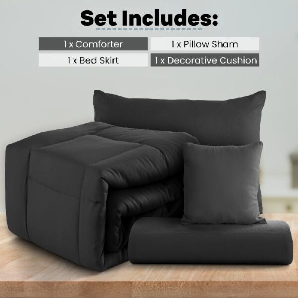 Lux Decor Collection 5 Piece Queen Down Alternative Comforter Set, Washable Duvet Bedding Set - Quatrefoil Navy