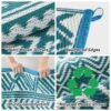 Outdoor Rug 6'x9' Waterproof Reversible Patio Rug Boho Geometric Indoor Outdoor Rugs Lightweight Plastic Straw Ourdoor Carpet for RV Camping Deck Balcony Modern Porch Decor Black and White