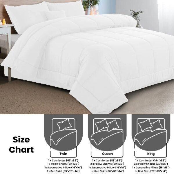 Lux Decor Collection 5 Piece Queen Down Alternative Comforter Set, Washable Duvet Bedding Set - Quatrefoil Navy