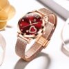 Women Watch Fashion Rose Gold Diamond Analog Quartz Female Watch for Women Luxury Dress Ladies Stainless Steel Luminous Waterproof Date Wrist Watches Green Dial