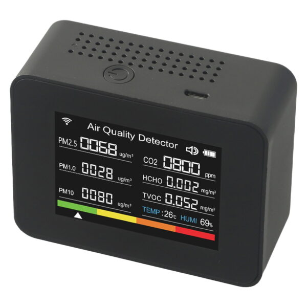 13 in 1 Air Quality Monitor Meter Temperature&Humidity Tester TVOC PM2.5 black