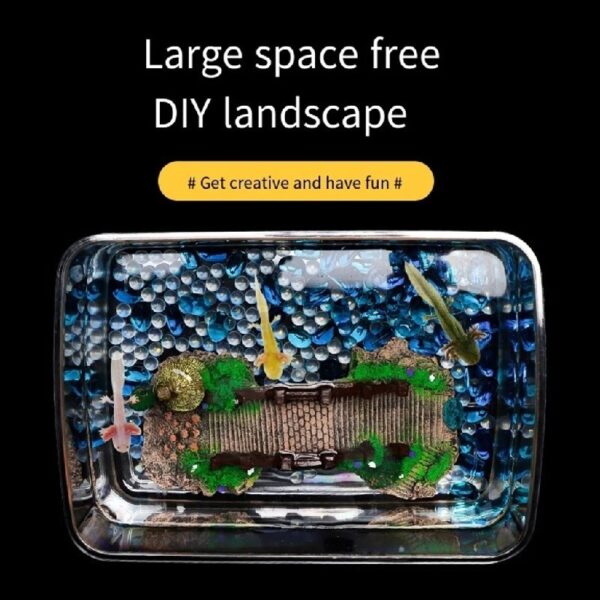 WINDLAND Clear Fish Habitat for Aquatic Pets Salamanders and Plant Life
