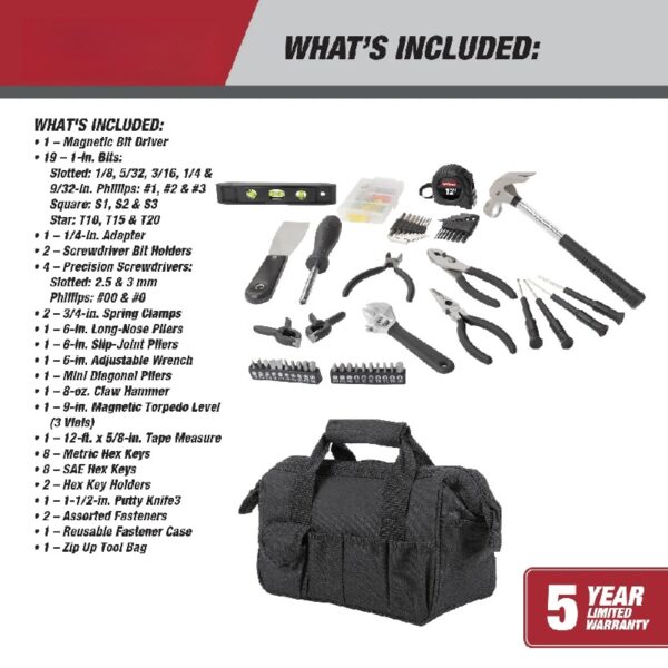 89-Piece Black Household Tool Set, New