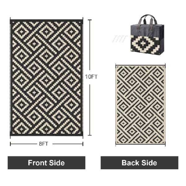 6'x 9' Outdoor Rug Plastic Waterproof Outside Foldable Mat UV Resistant Patio RV Deck Carpet,Black Brown