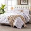 3 Pieces Bed in a Bag Comforter Set Duvet Insert,Reversible,Red/Black,Full Size Comforter Set-200GSM