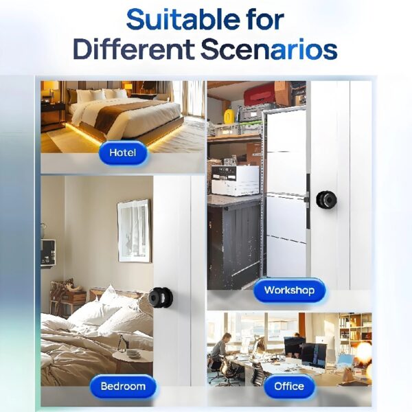 Smart Door Knob, Keyless Smart Door Lock Smart Deadbolt with App Control & Fingerprint & 2 Keys,Electronic Door Lock for Home, Apartment, Office,Bronze