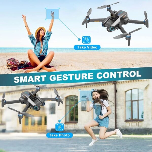 Large Size Four-Axis Brushless Drone 4K HD FPV Camera Wifi RC Quadcopter，360° Flip，Waypoint Flight，for Kids Adult and Beginners，GPS，Black，2 Batteries