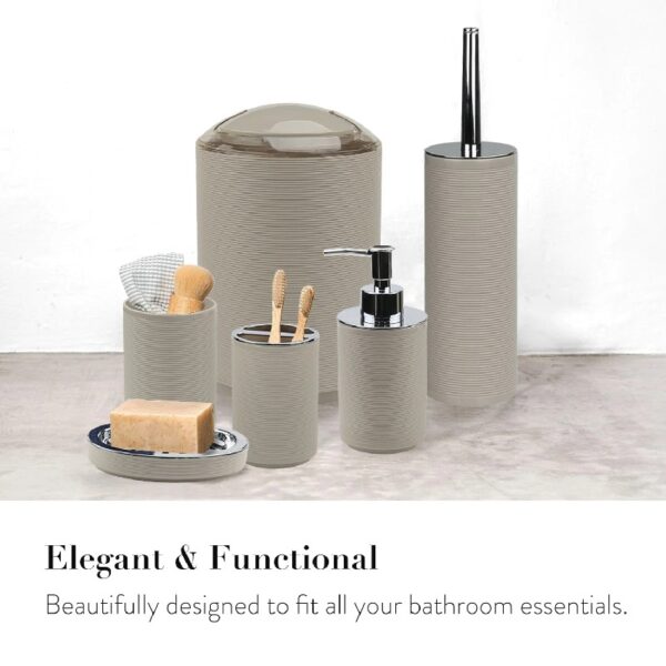 Bathroom Accessories Sets 6 Piece Bath Ensemble Includes Soap Dispenser, Toothbrush Holder, Toothbrush Cup, Soap Dish for Decorative Countertop and Housewarming Gift, Dark Blue