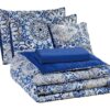 Lux Decor Collection 5 Piece Queen Down Alternative Comforter Set, Washable Duvet Bedding Set - Quatrefoil Navy