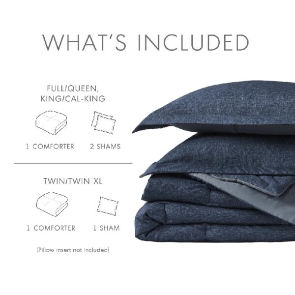 Full/Queen Comforter Sets, Reversible 3 Piece Extra Soft Bedding Set, Chambray Print Sage Green Comforter Bed Set with Pillow Shams