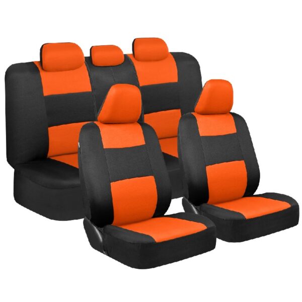 PolyPro Car Seat Covers Full Set in Charcoal on Black – Front and Rear Split Bench for Cars, Easy to Install Cover Set, Accessories Auto Trucks Van SUV