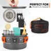 16pcs Camping Cookware Mess Kit, Non-Stick Lightweight Pot Pan Kettle Set with Stainless Steel Cups Plates Forks Knives Spoons for Camping, Outdoor Cooking and Picnic